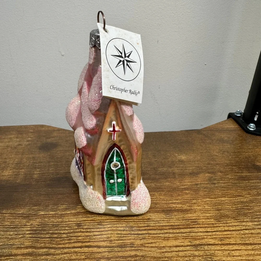 Christopher Radko 1994 Vintage Midnight Mass Church Glass Ornament Poland‎